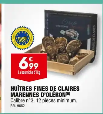 ALDI HUÎTRES FINES DE CLAIRES MARENNES D’OLÉRON offre