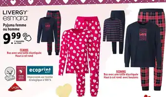 Lidl LIVERGY / esmara Pyjama femme ou homme offre