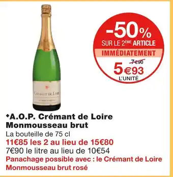 Monoprix Monmousseau A.O.P. Crémant de Loire brut offre
