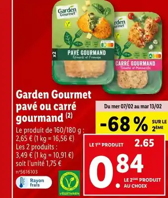 Garden Gourmet pavé ou carré gourmand