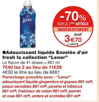 Monoprix Lenor Adoucissant liquide Envolée d’air fresh la collection offre