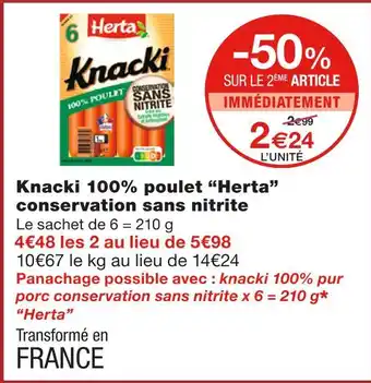 Monoprix Herta Knacki 100% poulet conservation sans nitrite offre