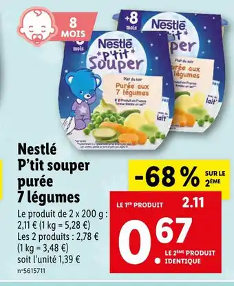 Lidl Nestlé P’tit souper purée 7 légumes offre