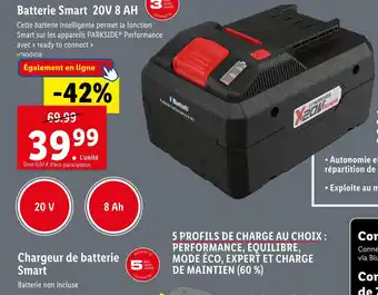 Lidl PARKSIDE Batterie Smart 20V 8 AH offre