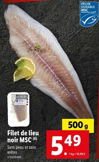 Lidl Filet de lieu noir MSC offre