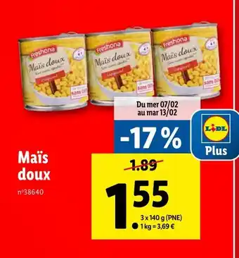 Lidl Freshona Maïs doux offre