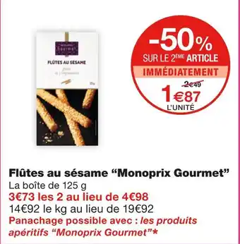 Monoprix Monoprix Gourmet Flûtes au sésame offre
