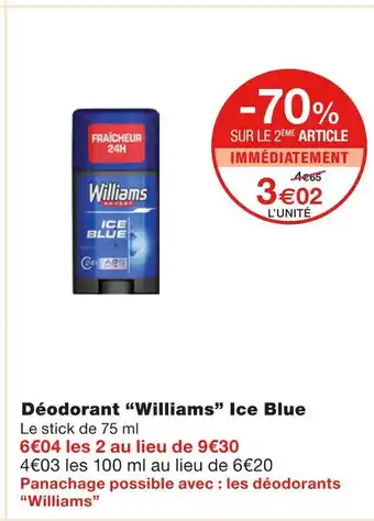 Monoprix Williams Déodorant Ice Blue offre