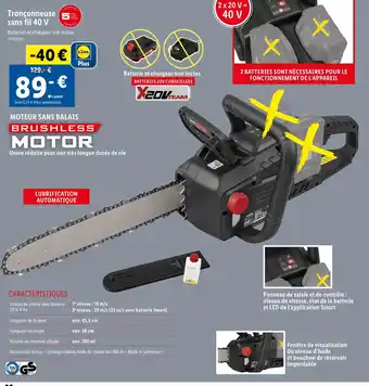 Lidl PARKSIDE Tronçonneuse sans fil 40 V offre
