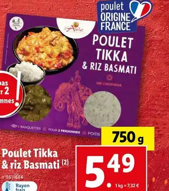 Lidl Poulet Tikka & riz Basmati offre