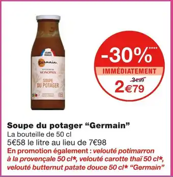 Monoprix Germain Soupe du potager offre