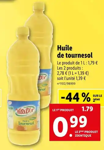 Lidl Vita D'or Huile de tournesol offre