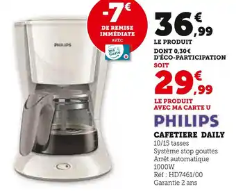 Super U Philips CAFETIERE DAILY offre