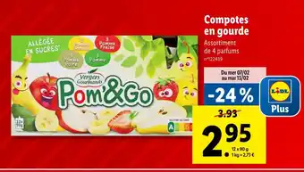 Lidl Vergers gourmands Compotes en gourde offre