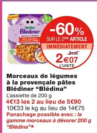 Monoprix Blédina Morceaux de légumes à la provençale pâtes Blédiner offre