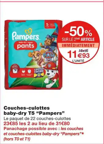 Monoprix Pampers Couches-culottes baby-dry T5 offre