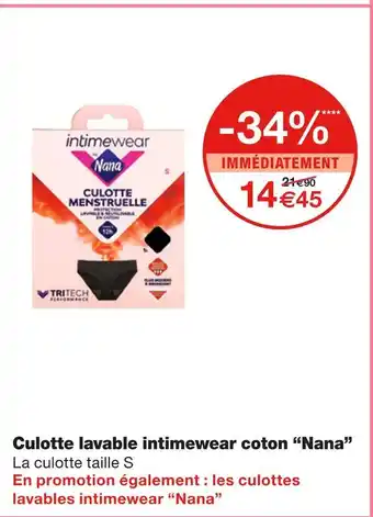 Monoprix Nana Culotte lavable intimewear coton offre