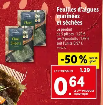 Lidl Vitasia Feuilles d’algues marinées et séchées offre
