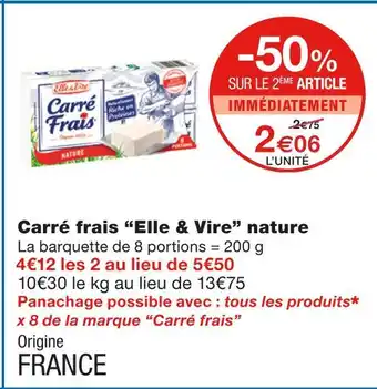 Monoprix Elle & Vire Carré frais nature offre