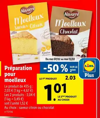 Lidl Navarre Préparation pour moelleux offre