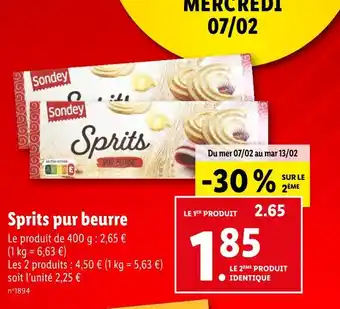 Lidl Sondey Sprits pur beurre offre