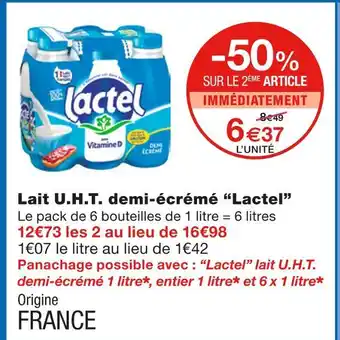 Monoprix Lactel Lait U.H.T. demi-écrémé offre