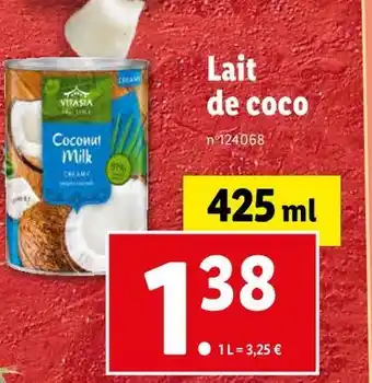Lidl VITASIA Lait de coco offre