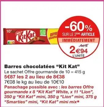 Monoprix Kit Kat Barres chocolatées offre