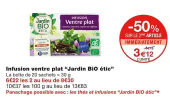 Monoprix Jardin BiO étic Infusion ventre plat offre