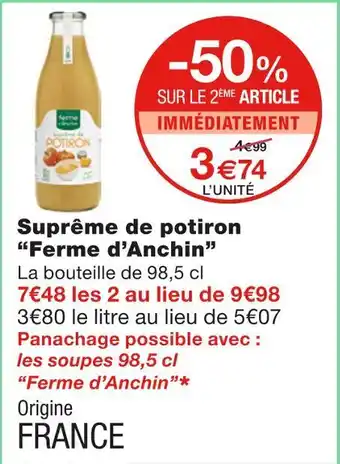 Monoprix Ferme d’Anchin Suprême de potiron offre