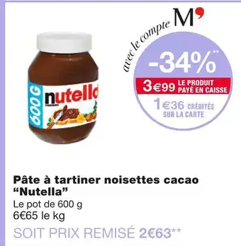 Nutella PĂąte Ă tartiner noisettes cacao