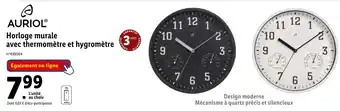 AURIOL Horloge murale avec thermomètre et hygromètre