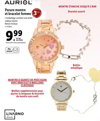 Lidl Auriol Parure montre et bracelet femme offre