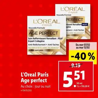 Lidl L’Oreal Paris L’Oreal Paris Age perfect offre
