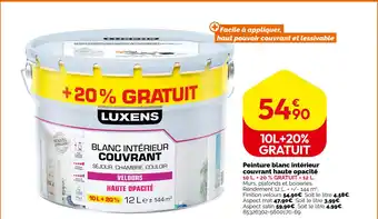 Weldom LUXENS Peinture blanc intérieur couvrant haute opacité offre