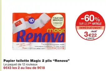 Monoprix Renova Papier toilette Magic 2 plis offre