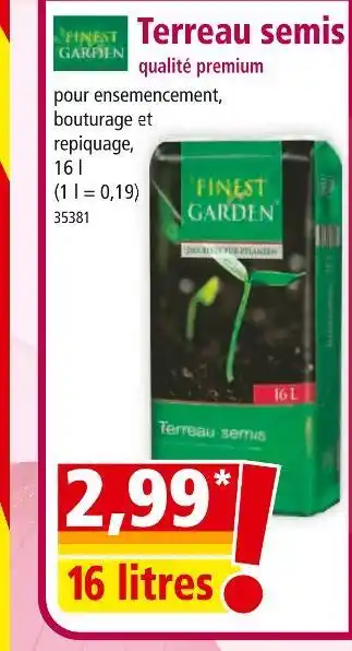 Norma FINEST GARDEN Terreau semis offre