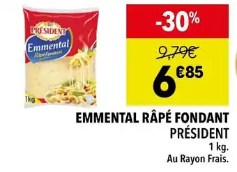 Supeco PRÉSIDENT EMMENTAL RÂPÉ FONDANT offre