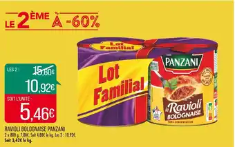 Match PANZANI RAVIOLI BOLOGNAISE offre