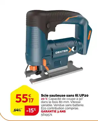 Weldom DEXTER Scie sauteuse sans fil UP20 offre