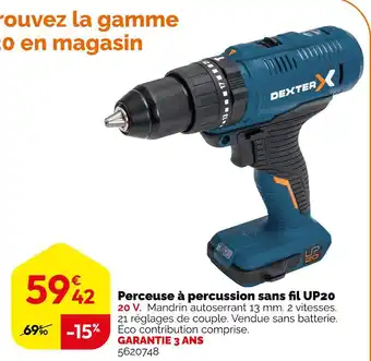 Weldom DEXTER Perceuse à percussion sans fil UP20 offre