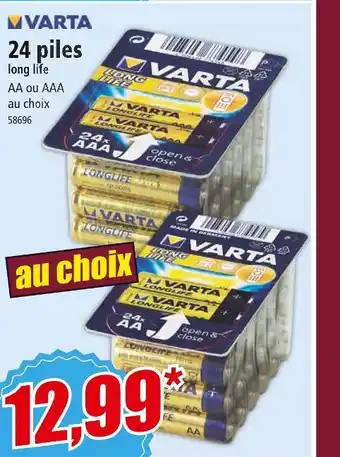 Norma VARTA 24 piles offre
