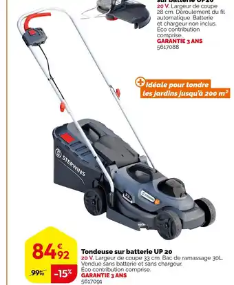 Weldom STERWINS Tondeuse sur batterie UP 20 offre