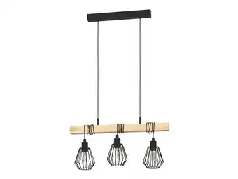 Weldom Suspension TABODI 3 x E27 L. 70 cm métal noir/bois INSPIRE offre