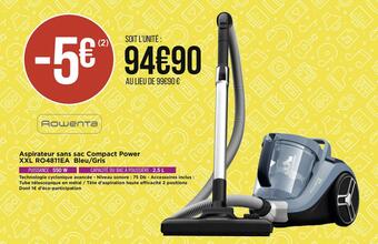 Rowenta aspirateur sans sac compact power xxl ro4811ea bleu/gris