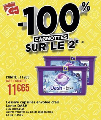Géant Casino Dash lessive capsules envolée d’air lenor offre