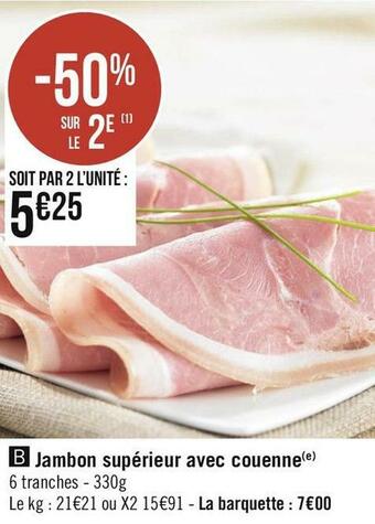 Jambon supérieur avec couenne