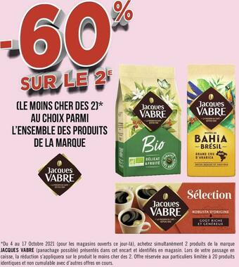 Jacques vabre bon plan sur l’ensemble des produits de la marque jacques vabre
