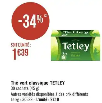 Tetley thé vert classique