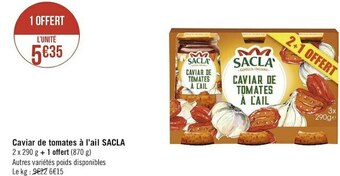 Sacla caviar de tomates à l’ail